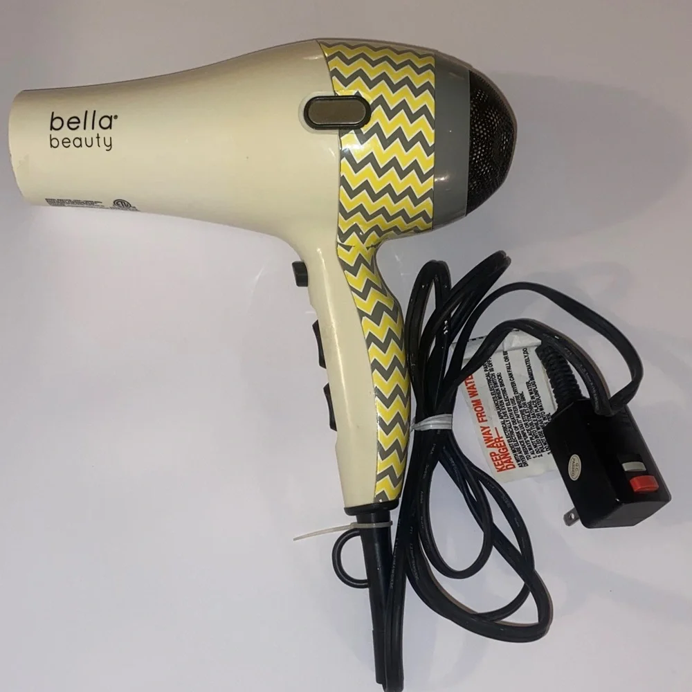 Bella Beauty Model #BB0147B Chevron Pattern Grey & Yellow Blow Dryer OS